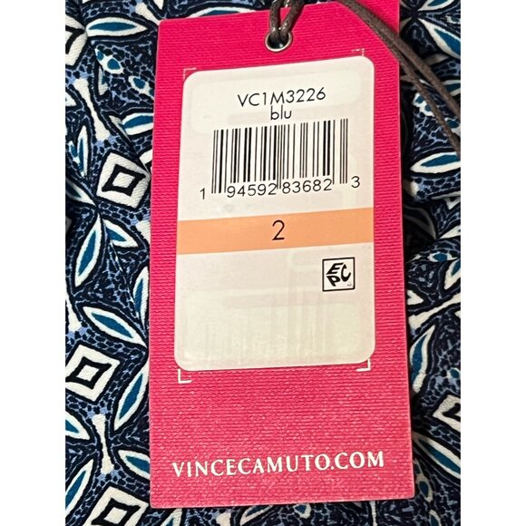 Vince Camuto blue patterned jersey sheath dress with balloon sleeve 2 NWT - Picture 11 of 13